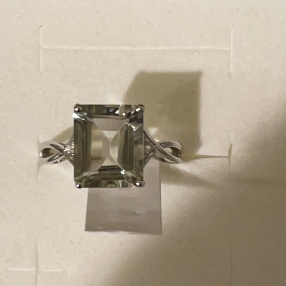 Sterling Silver Green Amethyst & White Topaz Ring Del Mar - Picture 4 of 5